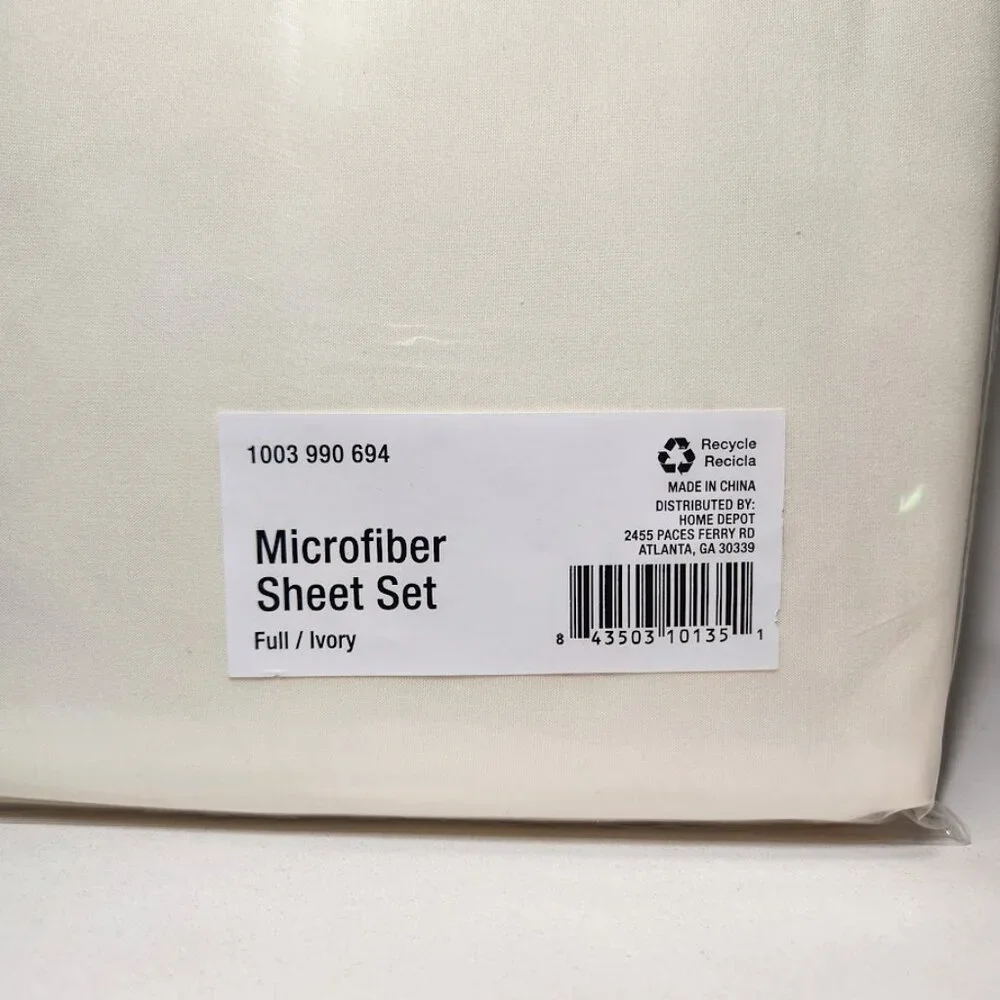 NEW Full Size Soft Microfiber 4 Piece Sheet Set Sheets Pillowcases Ivory Cream